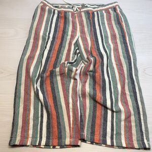 DASH Striped Linen Blend Pants Beachy Resort Casual Drawstring Crop Size Large